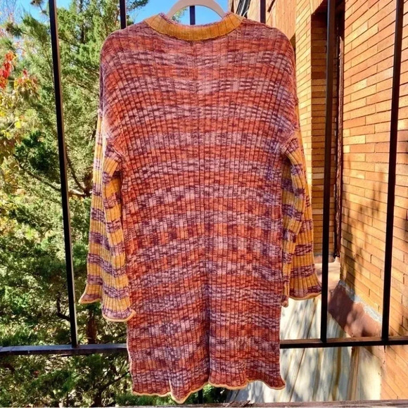 New Free People Wendy Ribbed Sweater Romper Knit Stripes Long Sleeve - Picture 5 of 12